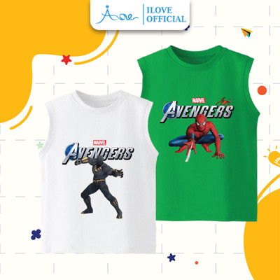 [MỚI] Áo thun BA LỖ cho bé trai AORE, Áo phông sát nách in hình Siêu nhân AVENGERS,  chất COTTON mềm mịn,10-32kg