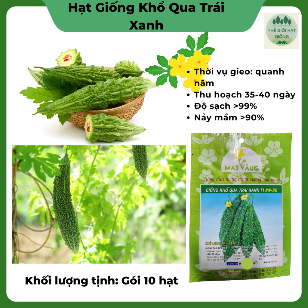 [gói 5 hạt] Khổ Qua trái xanh năng suất