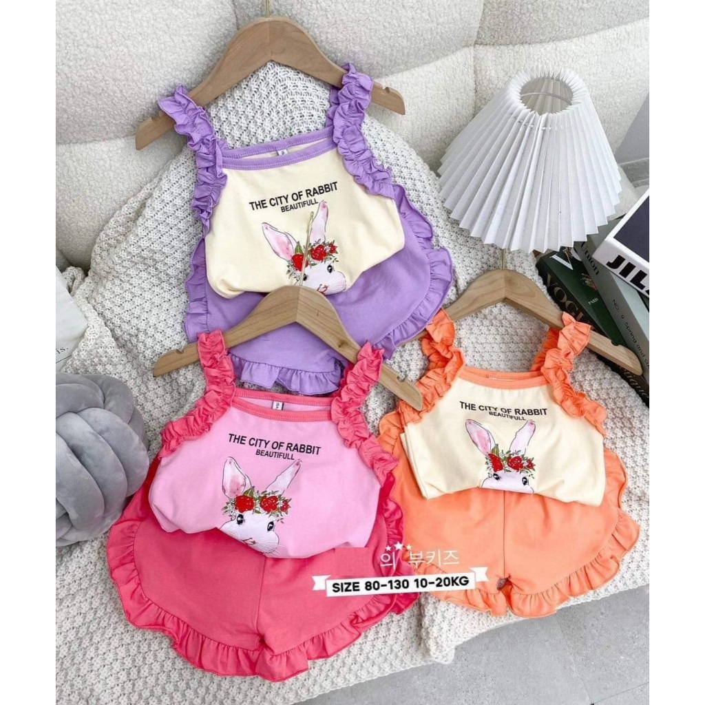 N09 Set bộ cotton hình Thỏ cho bé gái 8 - 20Kg