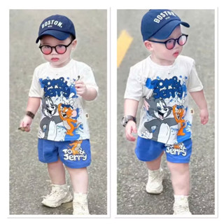 Bộ Quần Áo bé trai họa tiết Tom và Jerry chất cotton mềm mát phong cách Hàn Quốc, Set đồ bé trai- Mã Tom và Jerrry- 11