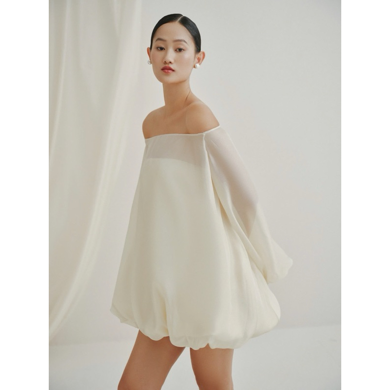 [WEWEAR] Đầm bí bẹt vai, chất liệu tơ hàn và lụa (tặng kèm quần bảo hộ) |  LEDA DRESS | BigBuy360 - bigbuy360.vn
