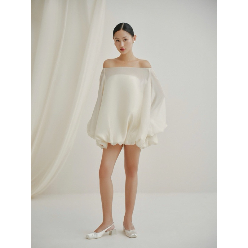 [WEWEAR] Đầm bí bẹt vai, chất liệu tơ hàn và lụa (tặng kèm quần bảo hộ) |  LEDA DRESS | BigBuy360 - bigbuy360.vn