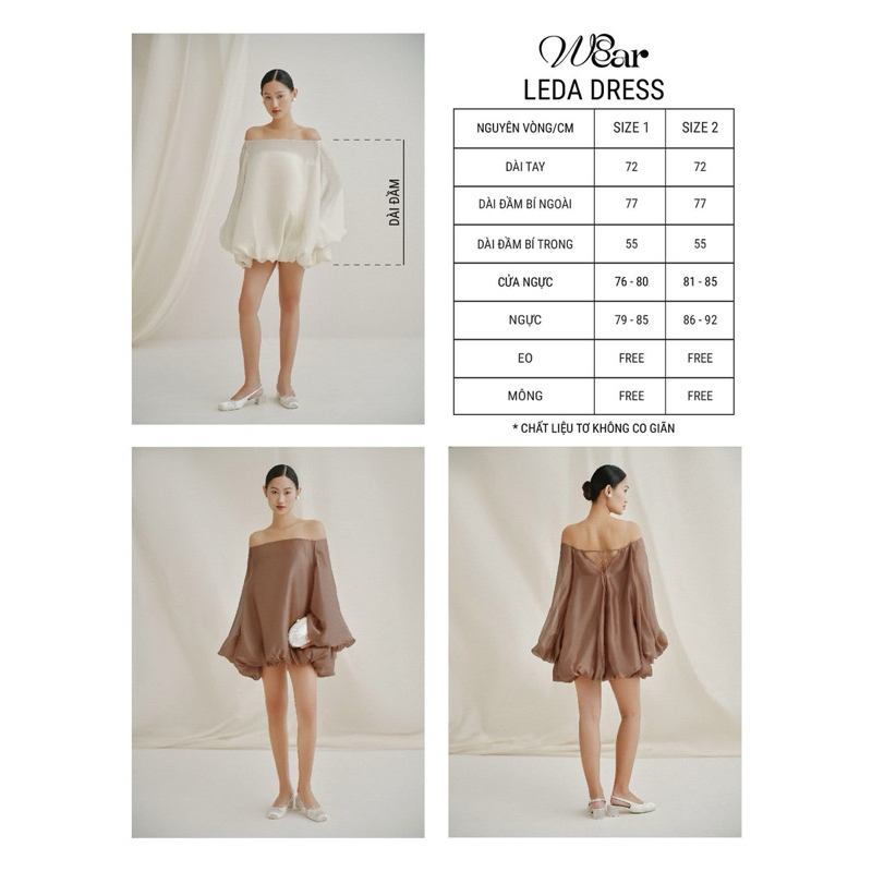 [WEWEAR] Đầm bí bẹt vai, chất liệu tơ hàn và lụa (tặng kèm quần bảo hộ) |  LEDA DRESS | BigBuy360 - bigbuy360.vn