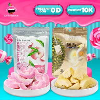 [COMBO 2 VỊ]  Đào & Sầu riêng Sấy Thăng Hoa Nguyên Chất URSNACKS Ăn Vặt Food Trái cây sấy