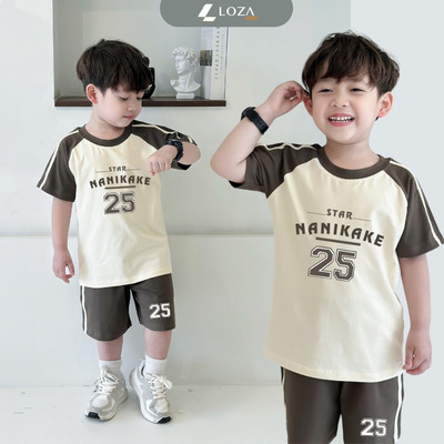 Đồ bộ bé trai phối viền số 25 - Quần áo cho bé chất liệu thun cotton - Loza BF421