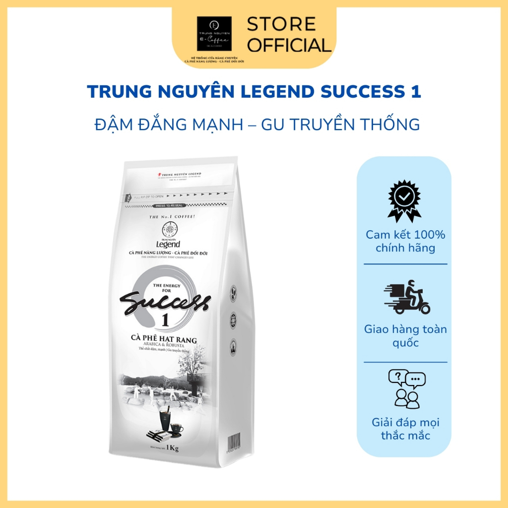  COMBO 2 Bịch Cà Phê Hạt Mộc Trung Nguyên Legend Success 1 – Gói 1kg – Gu Mạnh Đậm Đắng Truyền Thống 