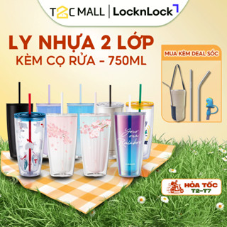  Ly Nhựa 2 Lớp LocknLock 750ML Cốc Uống Nước Cute Có Nắp Kèm Ống Hút và Cọ Rửa HAP507 HAP522 T2C Mall 
