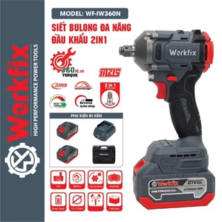 Máy siết bulong pin WORKFIX WF-IW360N, Động Cơ Không Chổi Than, Lực Siết 360Nm, Mở ốc Nôi Xe Ga Thoải Mái