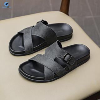 Dép da nappa cao cấp SMARTMEN DC-22 Xám