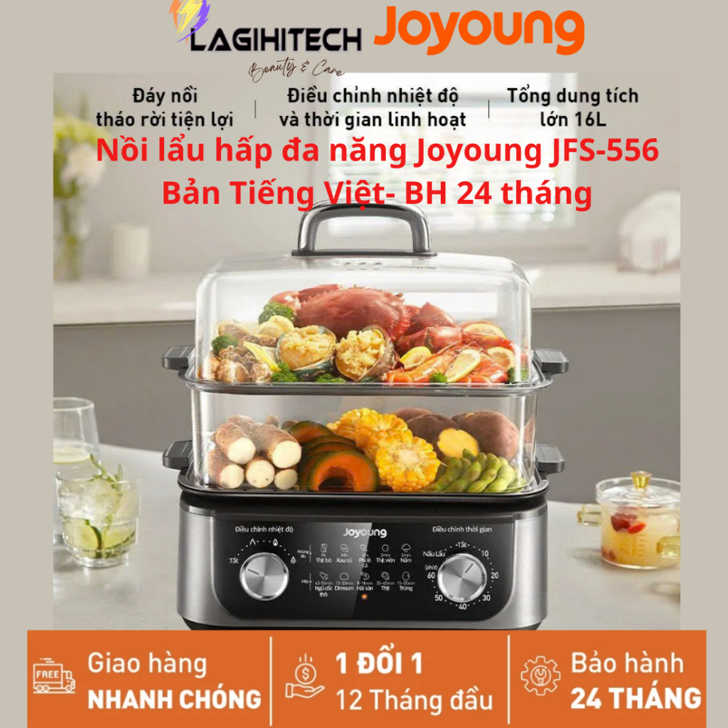[LIVE] Nồi lẩu hấp đa năng Joyoung JFS-556, Dung tích 16L, Công suất 1600W - Chính hãng BH 24 tháng