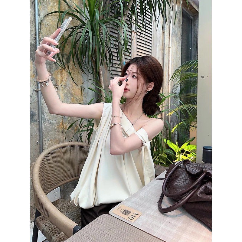 Áo lệch vai form bí mặc được 2 kiểu lạ mắt TABISHOP Áo kiểu nữ dễ phối đồ(137) | BigBuy360 - bigbuy360.vn
