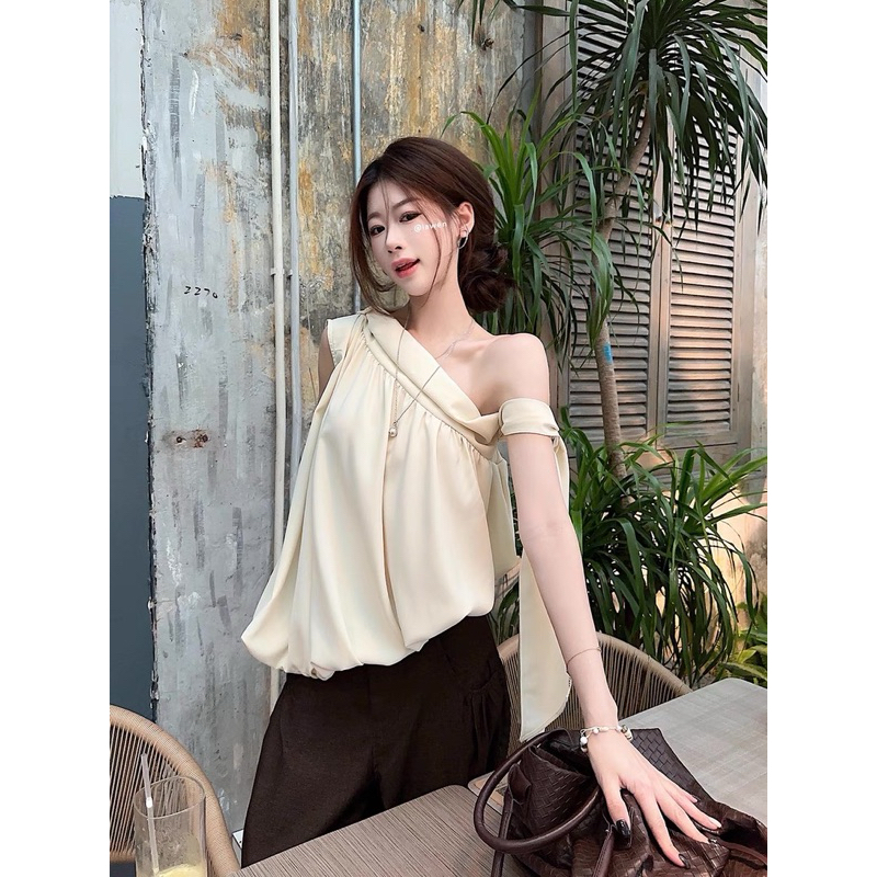 Áo lệch vai form bí mặc được 2 kiểu lạ mắt TABISHOP Áo kiểu nữ dễ phối đồ(137) | BigBuy360 - bigbuy360.vn