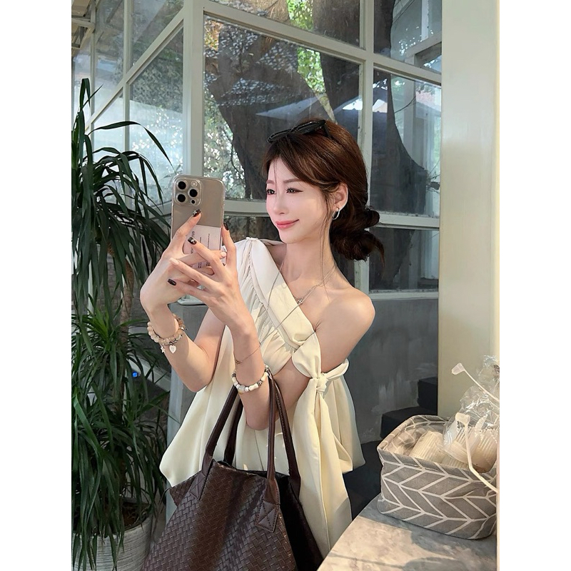 Áo lệch vai form bí mặc được 2 kiểu lạ mắt TABISHOP Áo kiểu nữ dễ phối đồ(137) | BigBuy360 - bigbuy360.vn