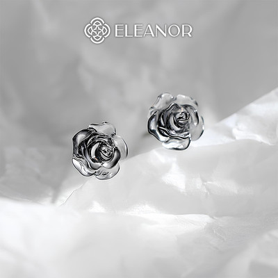 Bông tai nữ chuôi bạc 925 Eleanor Accessories hoa hồng loang đen phụ kiện trang sức khuyên tai 9884