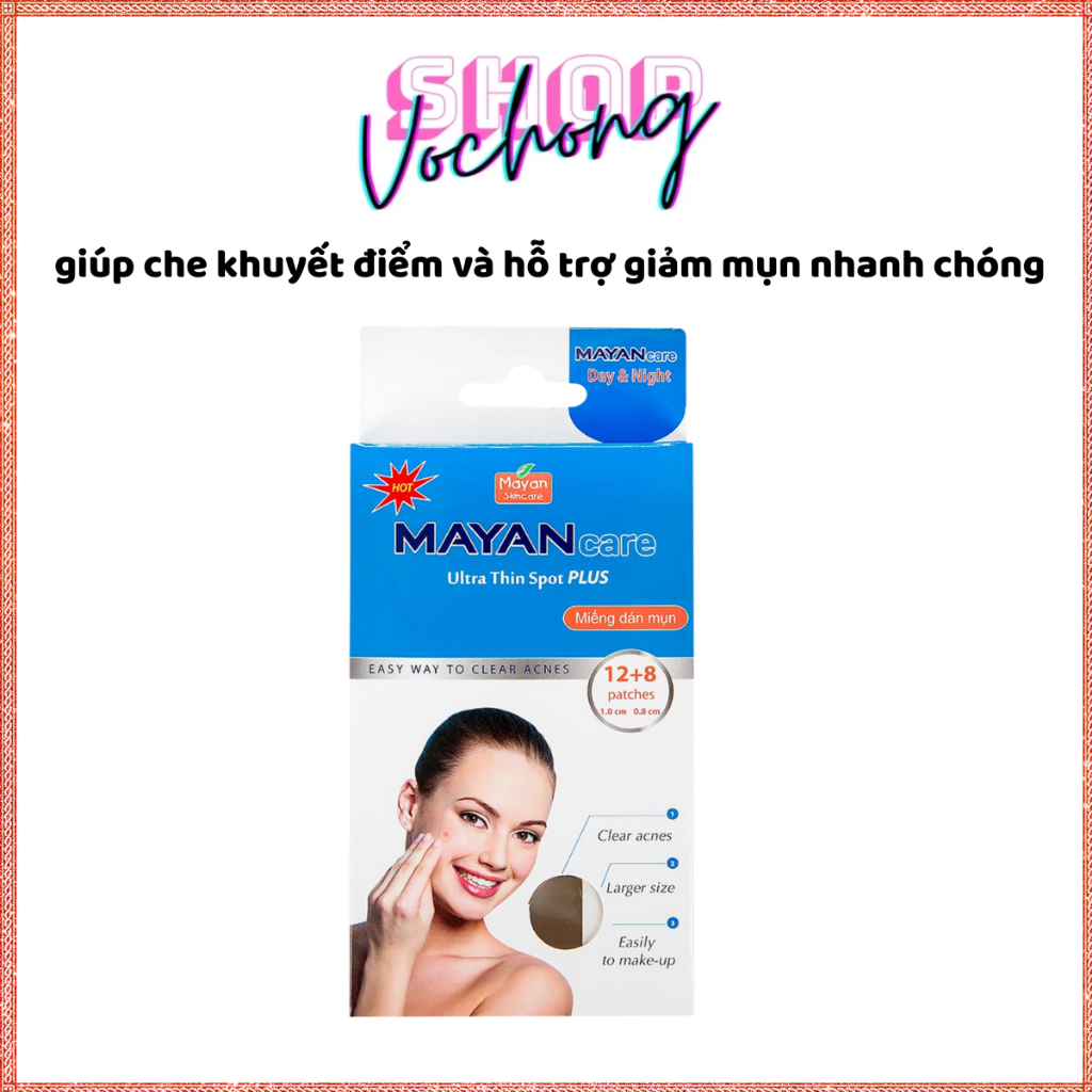 Miếng Dán Mụn MayanCare Ultra Thin Spot Plus 20 Miếng – Siêu Mỏng, Kháng Khuẩn, Dùng Ngày & Đêm