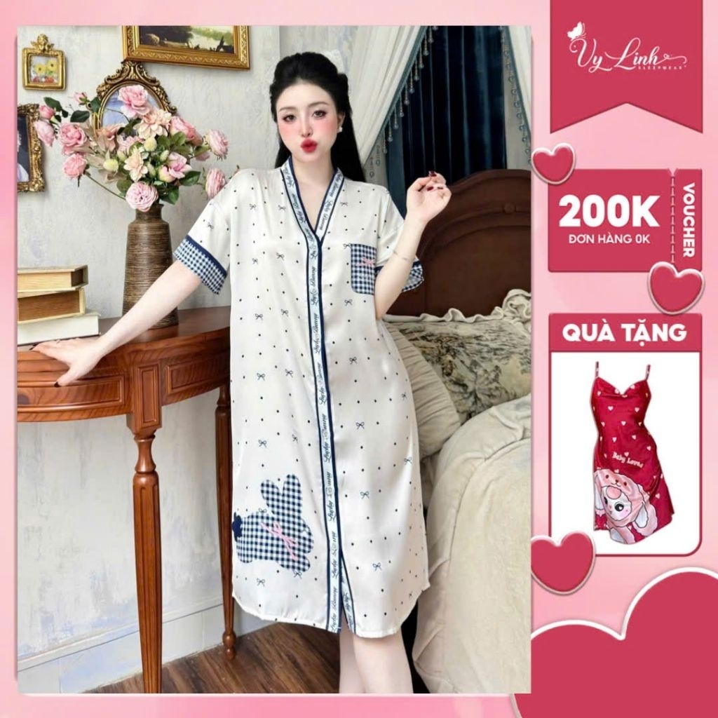  Bộ đầm ngủ 3D cổ V size dưới 65kg chất latin mềm mại thoáng mát dễ chịu s971 