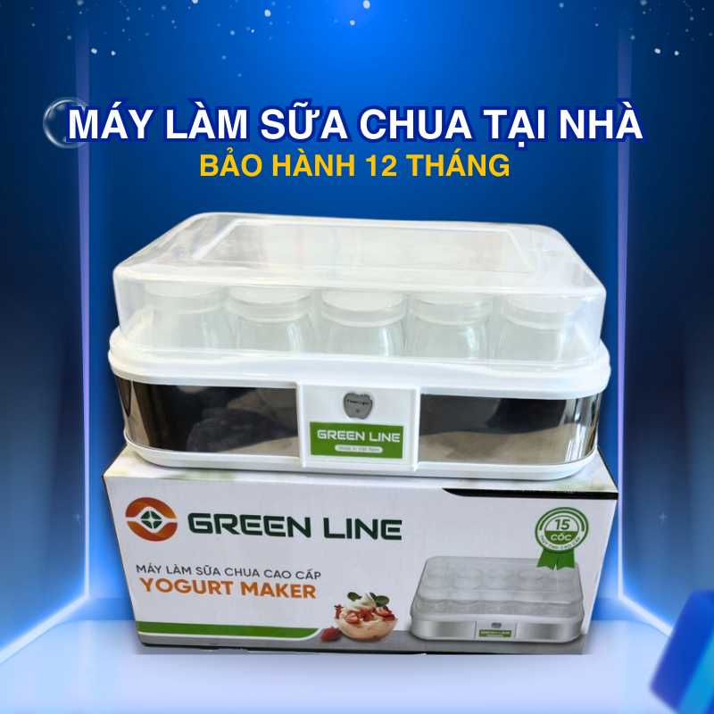 Máy làm sữa chua Green Line loại 15 cốc thủy tinh máy ủ sữa chua úp ngược tại nhà