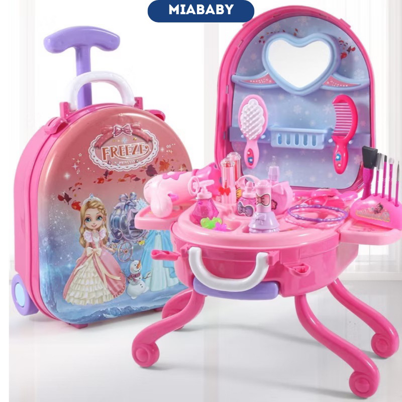 [LOẠI 1] Đồ chơi trang điểm hình cặp, vali lắp ghép thành bàn trang điểm siêu đẹp hình công chúa Elsa cho bé gái Miababy