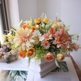 Chậu hoa giả để bàn - chậu hoa giả trang trí phòng khách - Bình hoa giả decor cắm sẵn