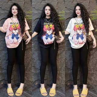 Set đồ bộ nữ Bigsize, Set bộ dài Áo THUN TĂM IN BÁO HỒNG Phối Quần LEGGING dài 3 MÀU Siêu Hot - Woman Top HẰNG MOON