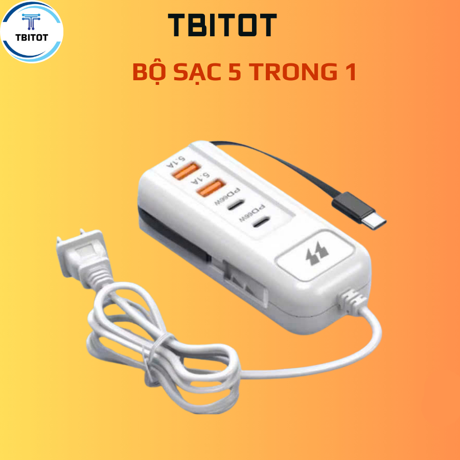 Ổ Sạc  5 Cổng USB Type C, Ổ Cắm Sạc Điện Thoại Sạc cùng lúc nhiều thiết bị  An Toàn, Tiện Dụng-TBITO