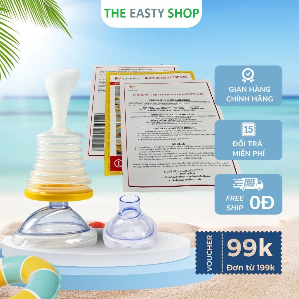 Bộ Sơ Cứu CPR Lifevac Hút Dị Vật Mắc Cổ Họng Dành Trẻ nhỏ Và Người Lớn Thiết Bị Chống Ngạt Cứu Hộ Kh