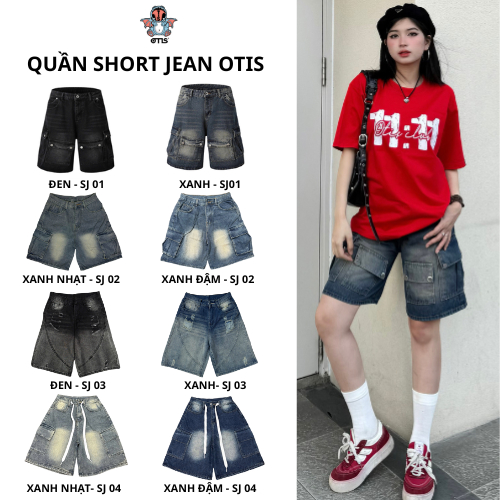 Quần short jean baggy form unisex cạp thấp - Otis Club