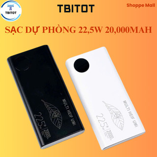 Sạc dự phòng Nhật 20,000 mah, Sạc dự phòng sạc nhanh 22.5w, 4 cổng sạc có màn hình Led, BH 1 đổi 1   - FULBOX TBITOT