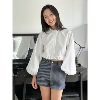 Áo Sơ Mi Nữ Tay Dài Bồng Croptop Cổ Bèo Đơn Giản Dễ Thương Cho Nữ | TUBY TOP | Secodee
