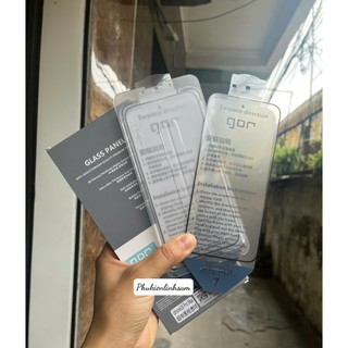   Khung Tự Dán  Bộ 2 Kính cường lực Gor Full màn cho iPhone 12 đến 17 Pro 16 Pro Max Plus 15 14 13 Cảm ứng siêu nhậy 