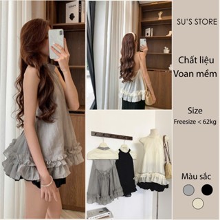 Áo Yếm Dây Buộc Hở Lưng Viền Bèo Susstore A3065 Thời Trang Nữ