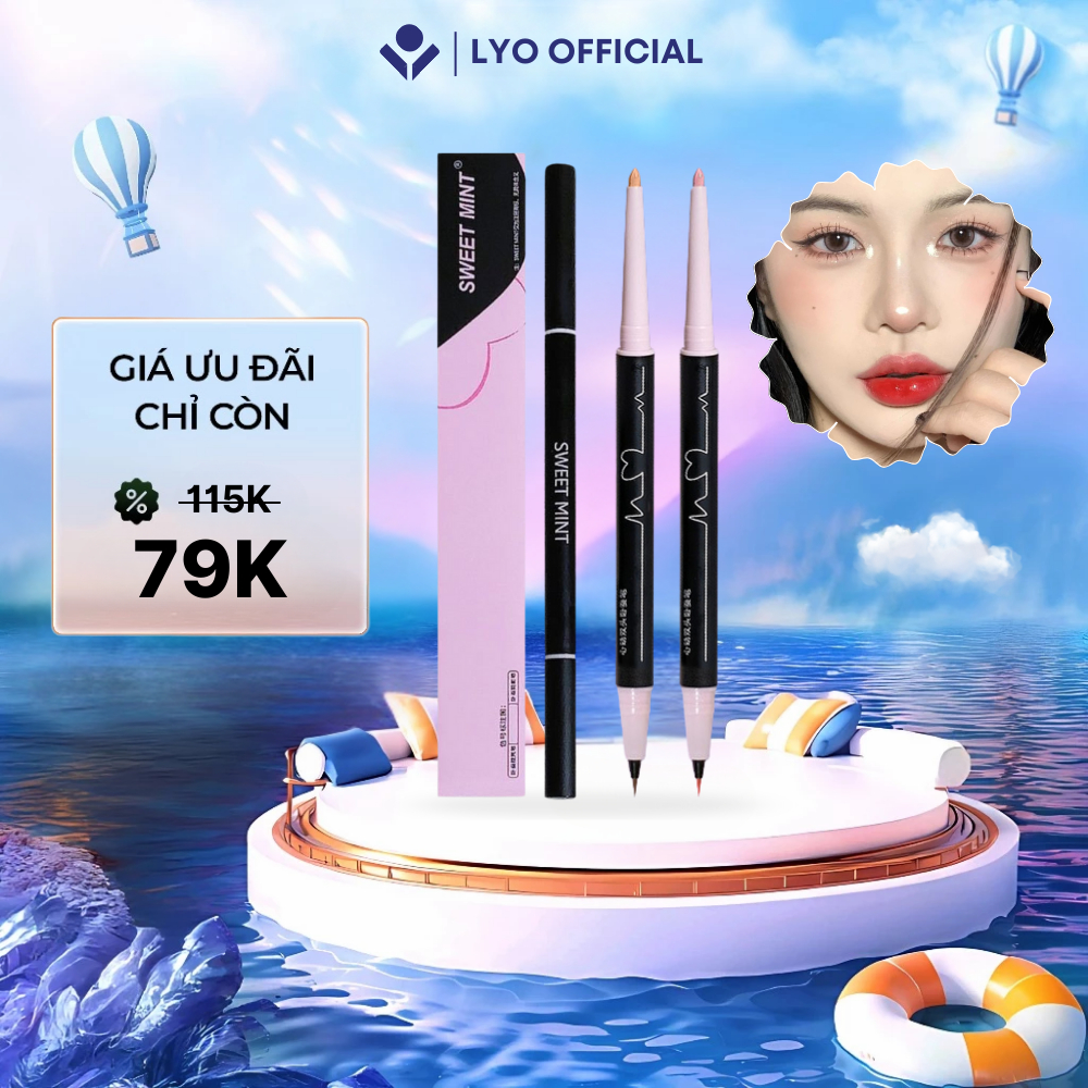 Bút kẻ bọng mắt 2 đầu Sweetmint Bút vẽ bọng mắt nhũ sáng bắt sáng hightlight siêu tự nhiên