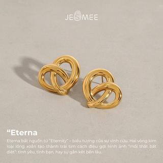 Khuyên tai Eterna đi tiệc JESMEE xoắn trái tim bất tận thép Titan mạ - E65021