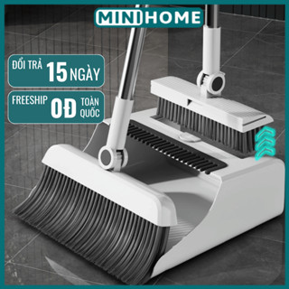  Bộ chổi quét nhà kết hợp cây chà sàn kèm hốt rác gấp gọn 3in1 GOMOP tiện lợi dễ vệ sinh 