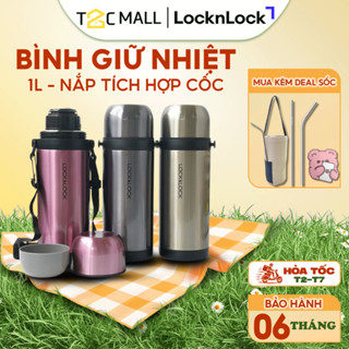 Bình Giữ Nhiệt LocknLock 1 Lít To Có Quai Xách Chính Hãng Cao Cấp Nắp Làm Cốc 3 Màu LHC1439 T2C Mall