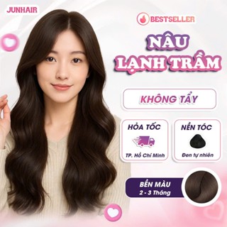 Thuốc nhuộm tóc màu Nâu, thuốc nhuộm tóc màu Nâu Lạnh Trầm, Không Tẩy JunHair, tặng kèm oxi trợ dưỡng bao trai mũ trùm b
