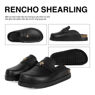 RENCHO Dép da tự nhiên bít mũi MULE BOSTON DUAL sành điệu kiểu lười nam nữ tăng chiều cao 4cm