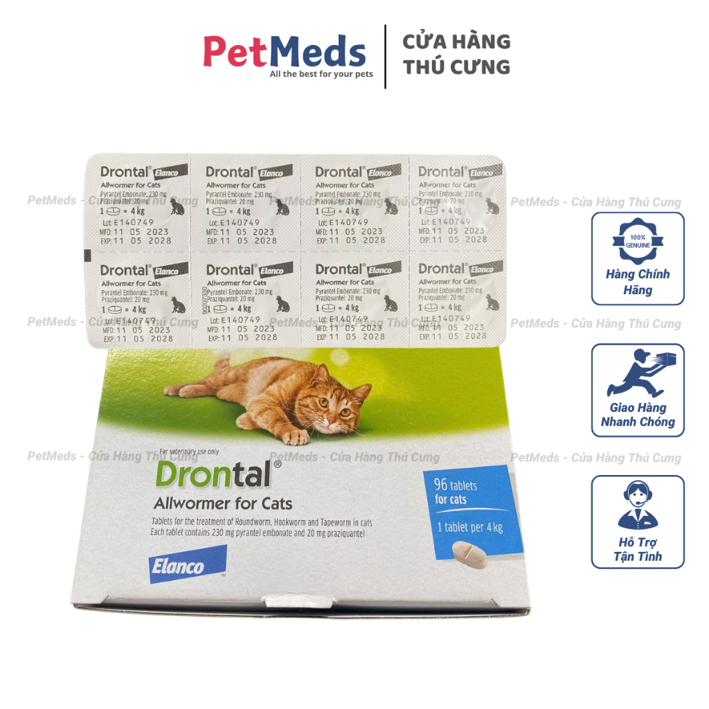 Viên Sổ Giun DRONTAL Mèo - Elanco Chính Hãng