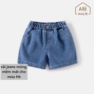 368q:A7 Quần đùi jeans mỏng mềm mát mặc Hè cho bé