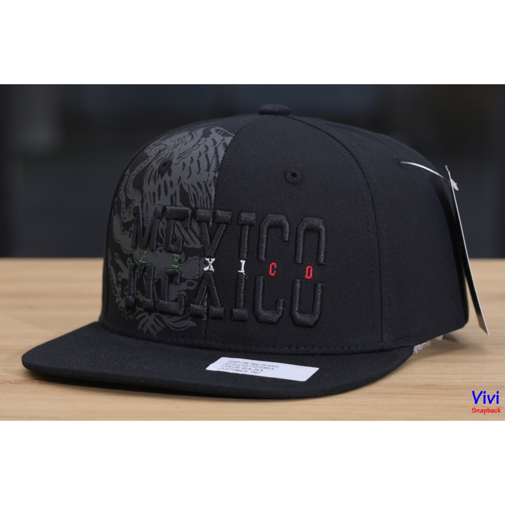 Nón snapback màu đen Mexico Eagle Headlines hat,mũ thời trang lưỡi bằng vành ngang logo Mexican Flag