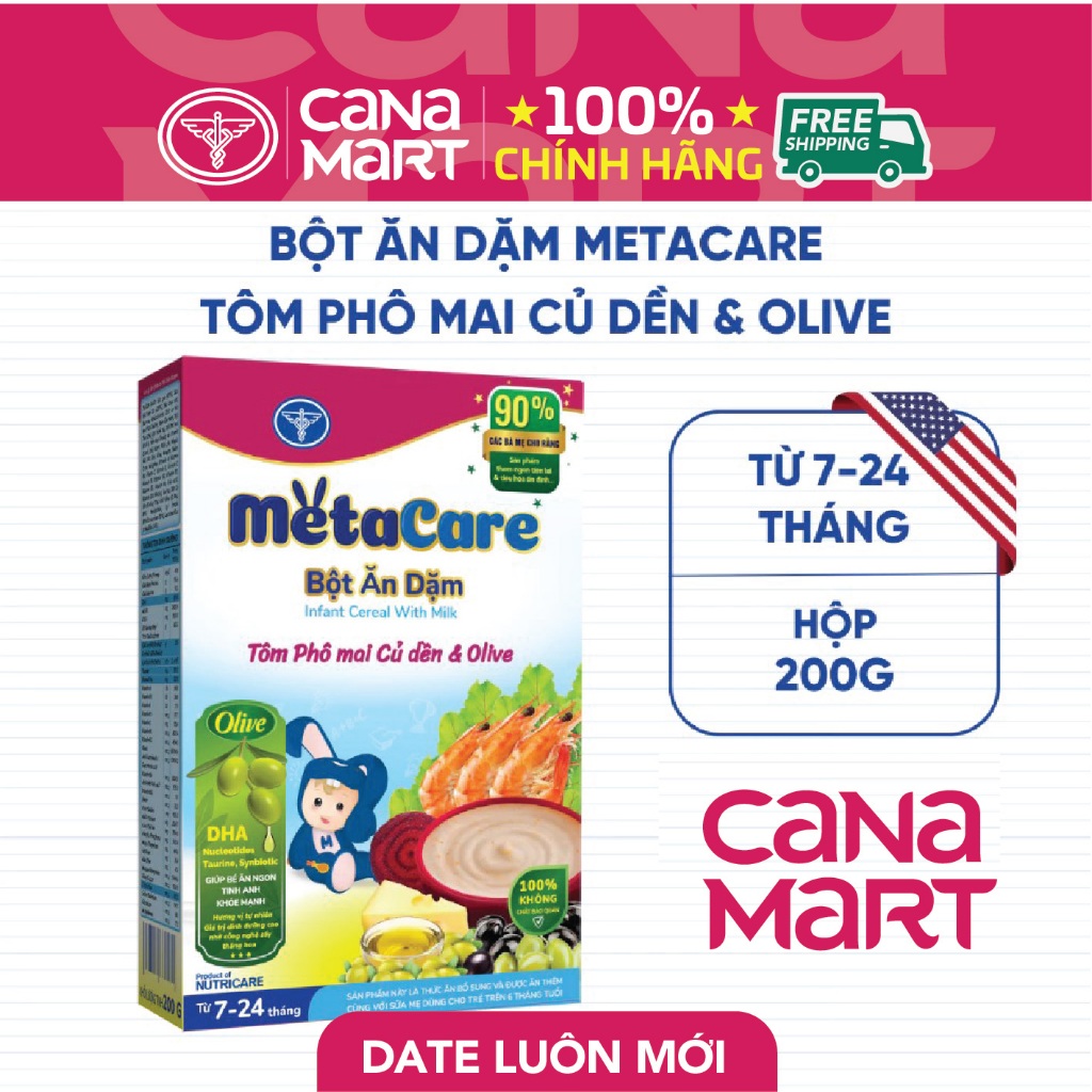 Bột ăn dặm Metacare Tôm phô mai củ dền & olive (200g)