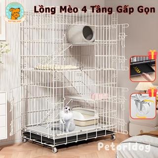 Lồng Mèo 3/4 Tầng Gấp Gọn Đa Năng BIGSIZE Chuồng mèo Có Khay Vệ sinh & Thang Leo Chịu Lực 20kg