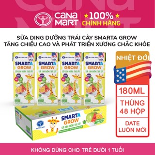 Thùng 48 hộp sữa dinh dưỡng trái cây Nutricare Smarta Grow vị nhiệt đới cho trẻ thấp còi (180ml)