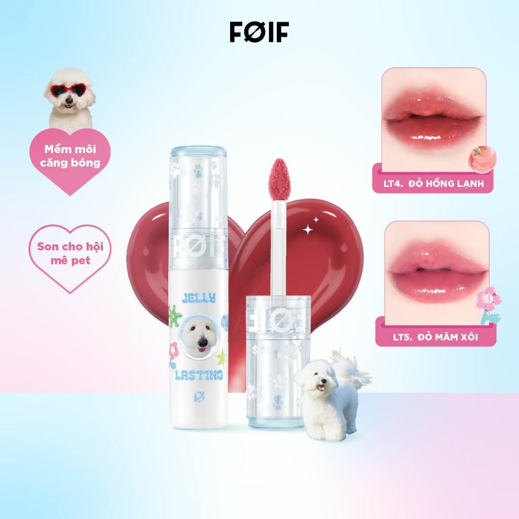 [Teddy Collection][FOIF by MERZY] Son tint bóng thuần chay, ẩm mịn, căng bóng FOIF Jelly Lasting Tin