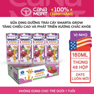 Thùng 48 hộp sữa dinh dưỡng trái cây Nutricare Smarta Grow (vị nho) dinh dưỡng cho trẻ thấp còi