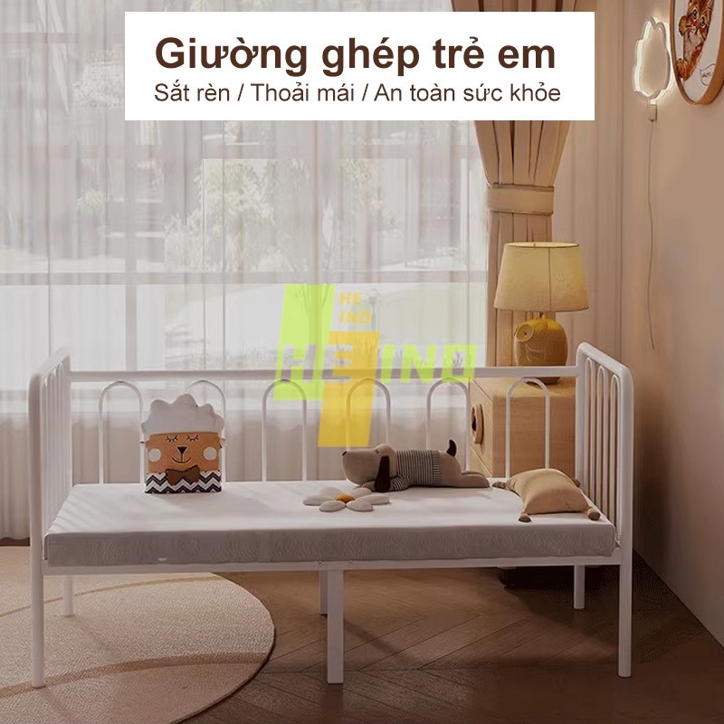 HENIO Giường Sắt Trẻ Em Ghép Mở Rộng 2in1 - Khung Thép 2mm An Toàn Cho Bé Từ Sơ Sinh Đến 6 Tuổi | BigBuy360 - bigbuy360.vn