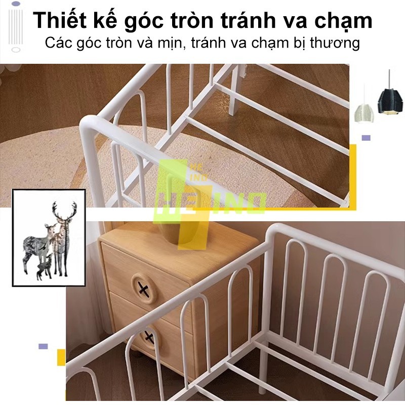 HENIO Giường Sắt Trẻ Em Ghép Mở Rộng 2in1 - Khung Thép 2mm An Toàn Cho Bé Từ Sơ Sinh Đến 6 Tuổi | BigBuy360 - bigbuy360.vn