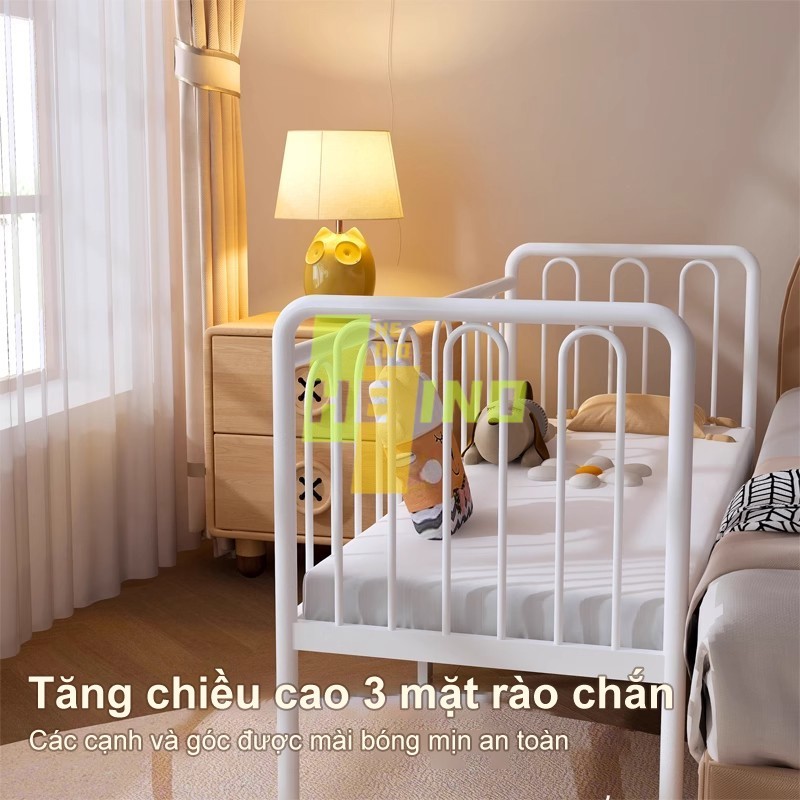 HENIO Giường Sắt Trẻ Em Ghép Mở Rộng 2in1 - Khung Thép 2mm An Toàn Cho Bé Từ Sơ Sinh Đến 6 Tuổi | BigBuy360 - bigbuy360.vn