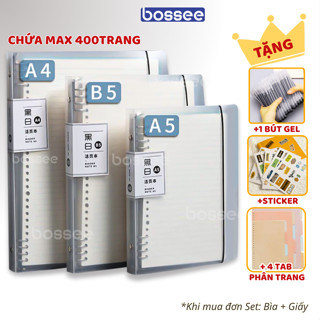 [FULL QUÀ] Sổ còng thay giấy bìa cứng, sổ còng A4/B5/A5 giấy kẻ tiện lợi dành cho học sinh văn phòng