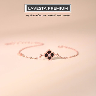  Lắc tay bạc nữ mạ vàng hồng 18K LAVESTA LAV140 Sari thiết kế cỏ 4 lá khảm đá sang chảnh thời thượng 